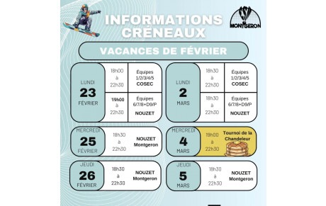 Créneaux vacances